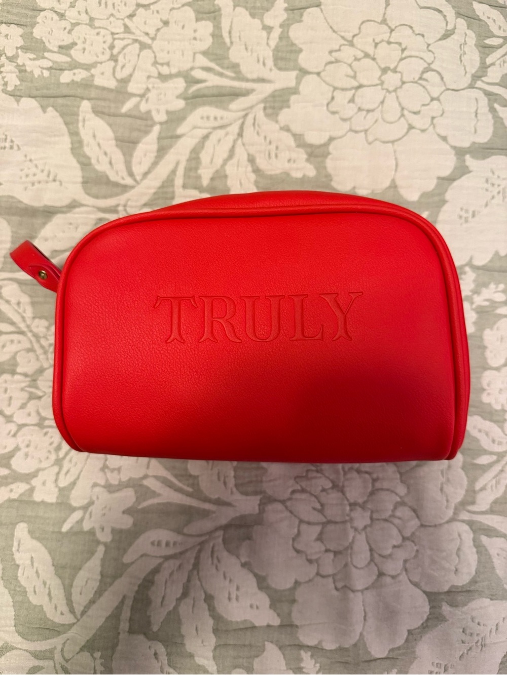 TRULY Red Cosmetic bag with Gold Hardware